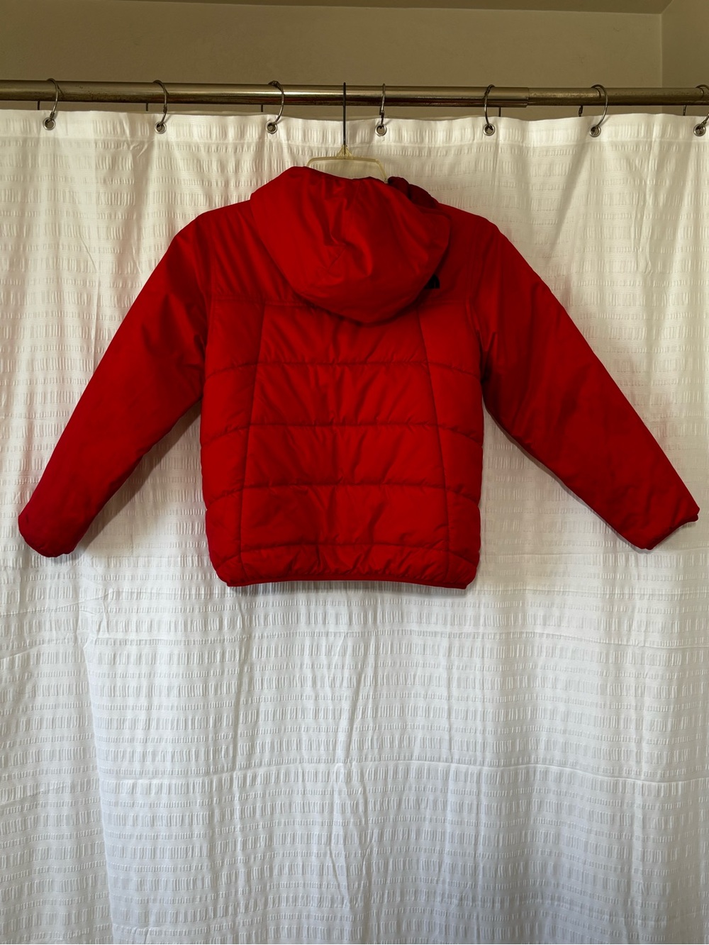 North Face Reversible Jacket Hooded Red on Red Sz Small - Picture 13 of 14